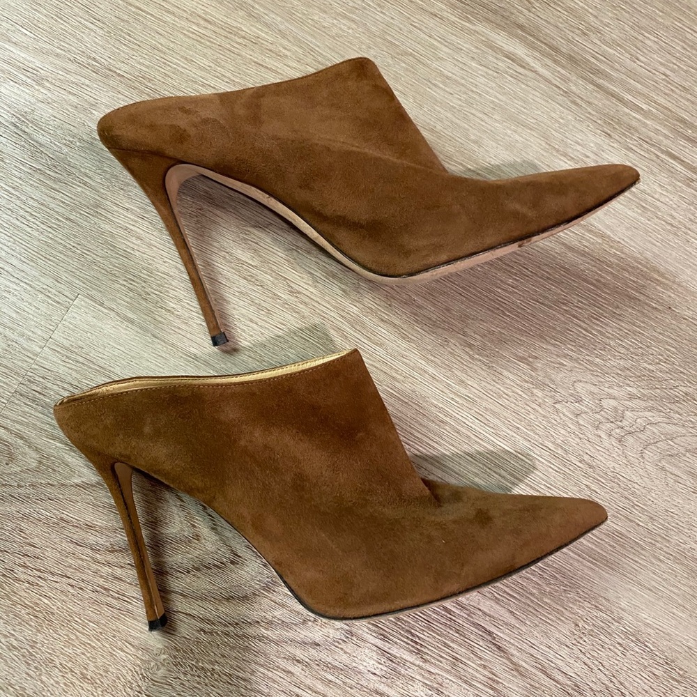 Sergio Rossi 105mm Godiva Brown Suede Mules